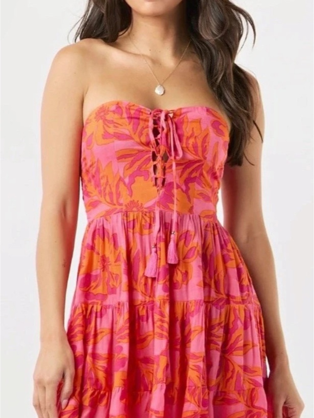 Etiquette Hawaii one size Mini Dress in Pink & Orange ($148)